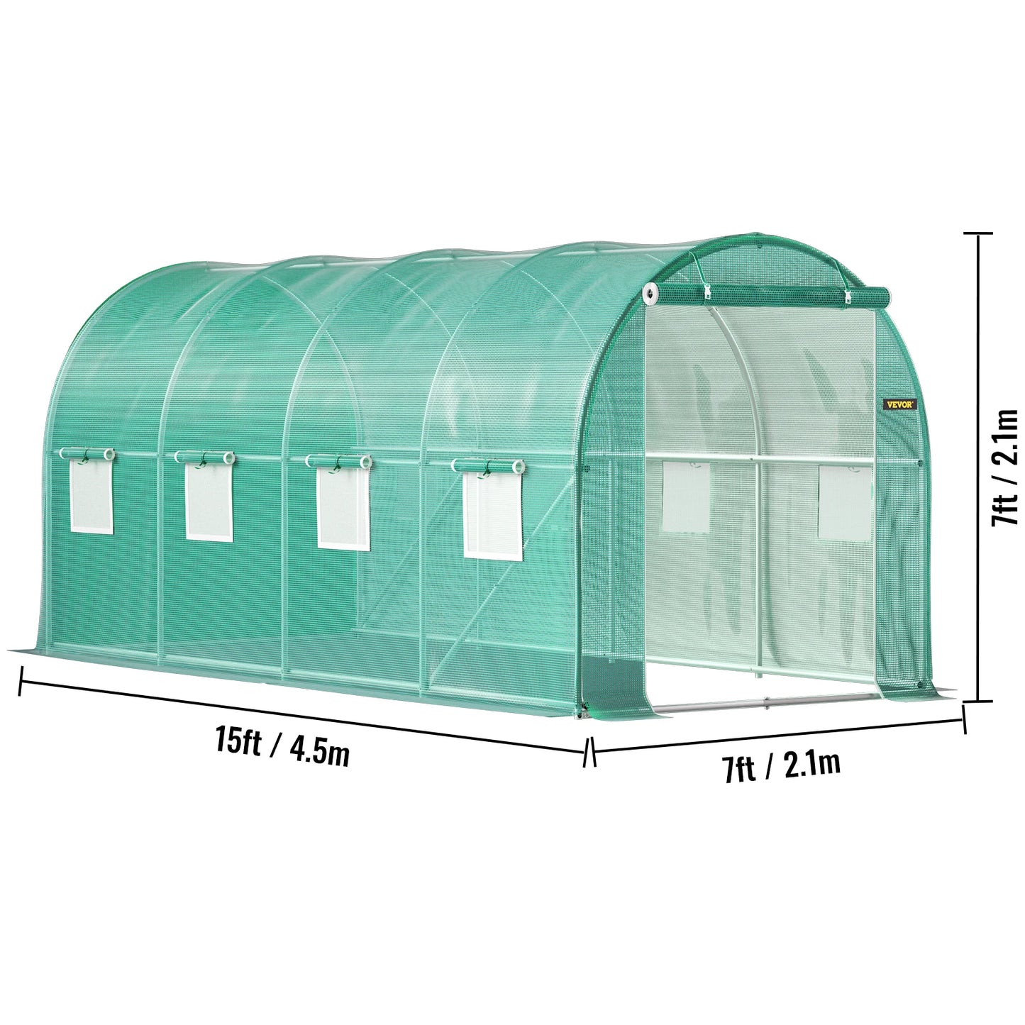 VEVOR Walk-in tunelinis šiltnamio cinkuotas rėmas ir vandeniui atspari danga 15x7x7/10x7x7/20x10x7/12x7x7 pėdų šiltnamiai ir šalti rėmai