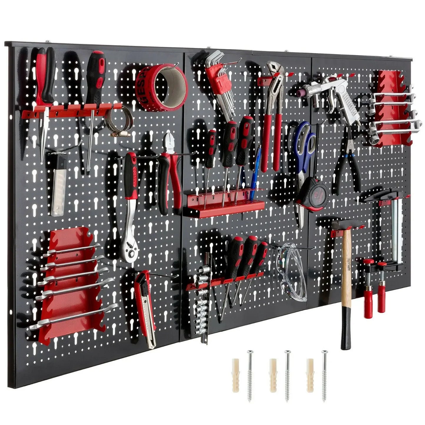 Fixkit Tool siena perforuota siena metalinė siena perforuota skarda su kabliukų laikikliais 117x55x2cm komplektas sienoms kabliukas 17 dalių