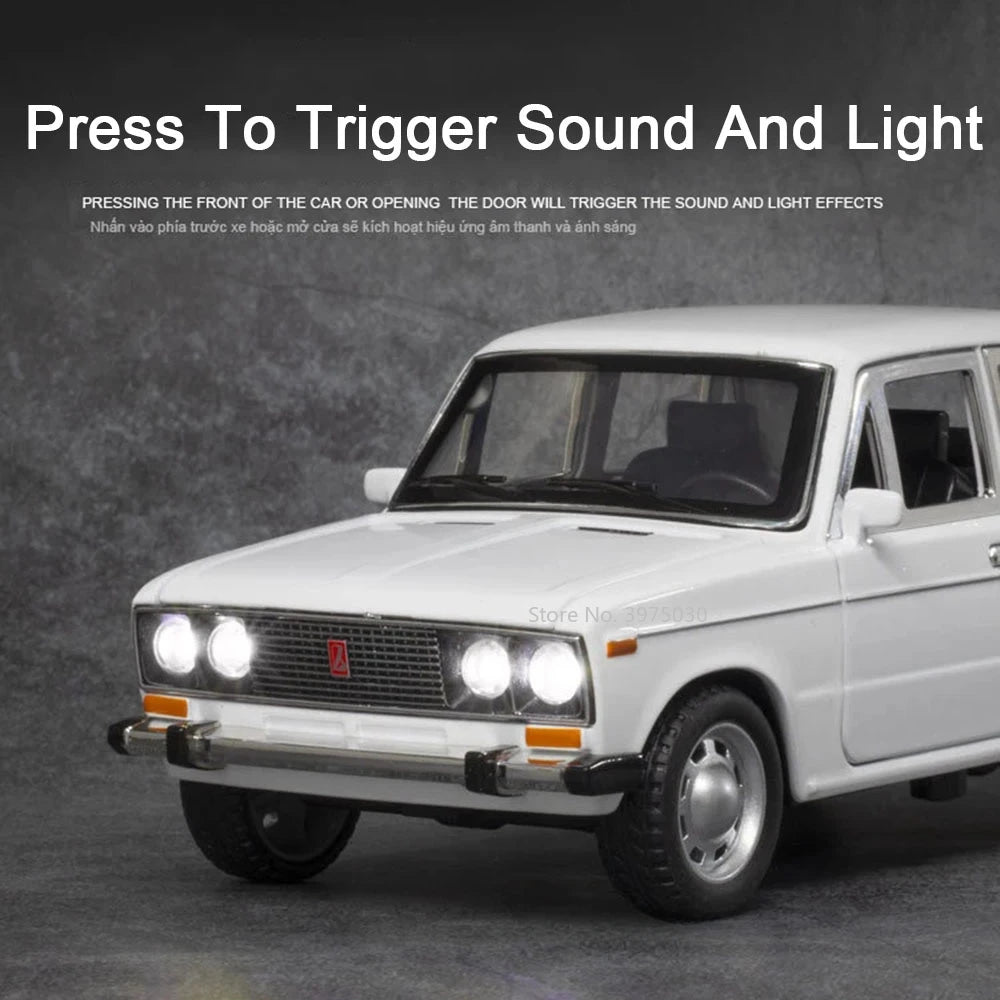 1/24 LADA 2106 Alloy Scale Car Model Diecast Vehicles Car Toys with Sound and Light Toys Collection for Boys Birthday Gift Kids