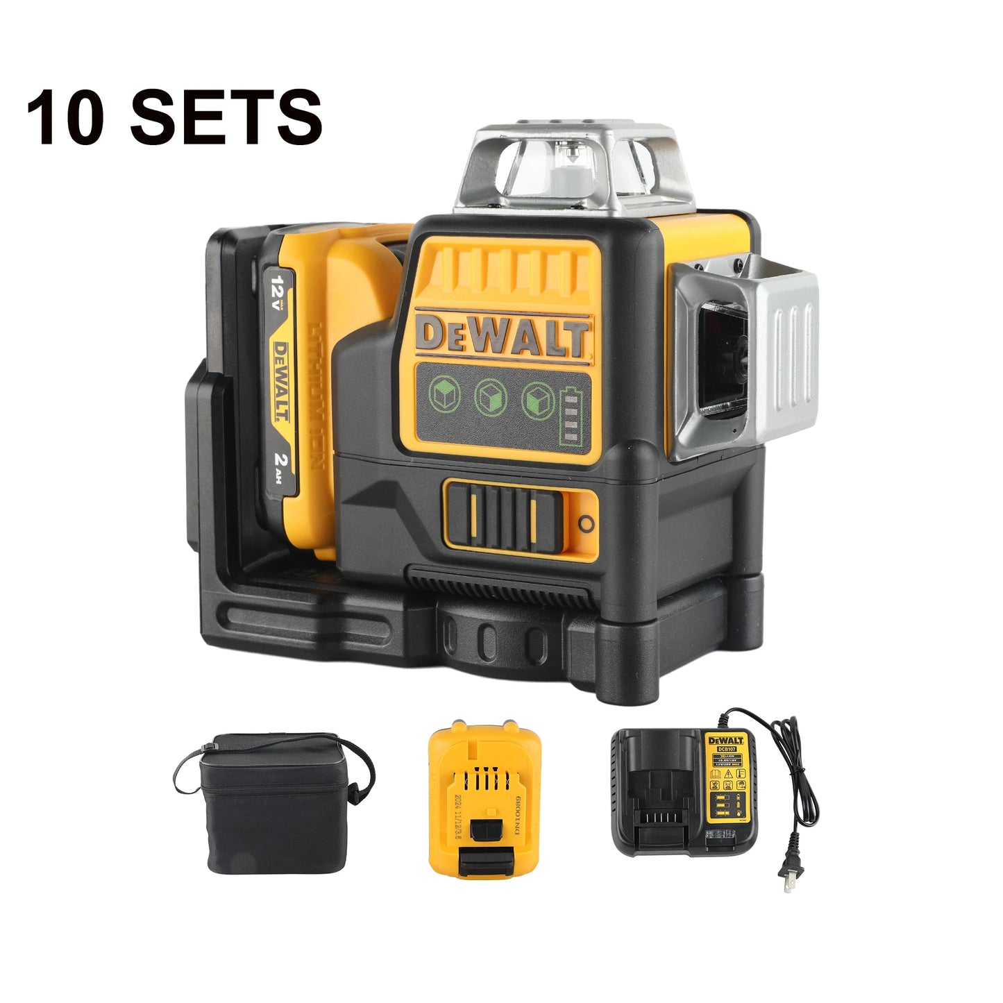 2025 m. Dewalt DW089LG 3 pusių * 360 laipsnių vertikali 12 linijų lazerinis lygis 360 horizontalus žalios šviesos lygio matuoklis lauke