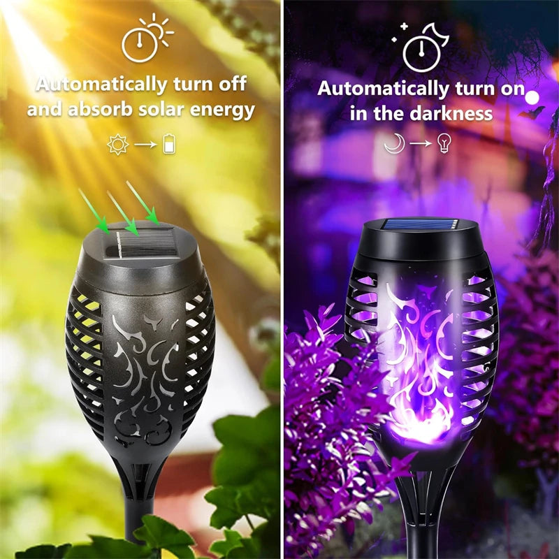 12 LED saulės liepsnos žibintuvėlis mirga mėlynai violetinės šviesos vandeniui atsparus sodo dekoravimas lauko vejos tako kiemo kiemo LED lempa