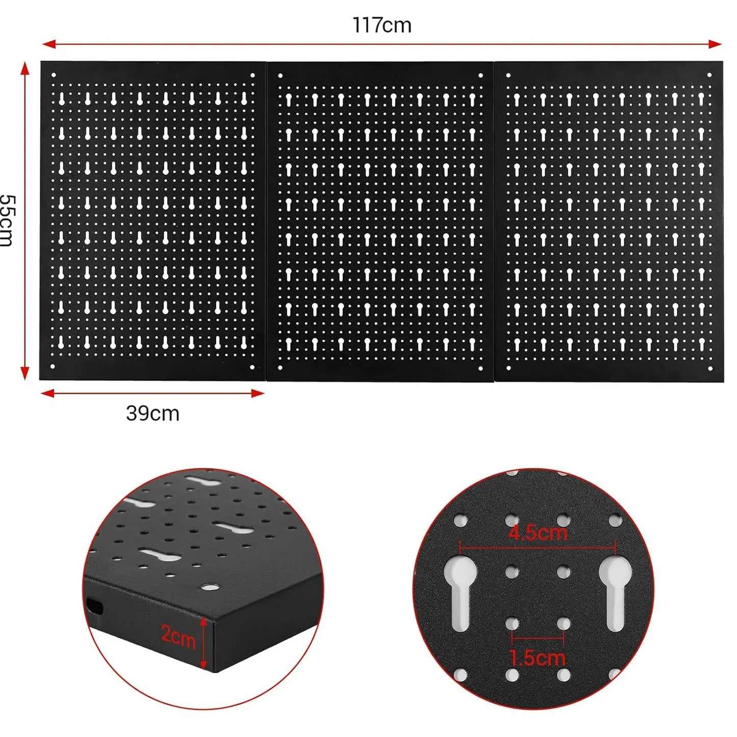 Fixkit Tool siena perforuota siena metalinė siena perforuota skarda su kabliukų laikikliais 117x55x2cm komplektas sienoms kabliukas 17 dalių