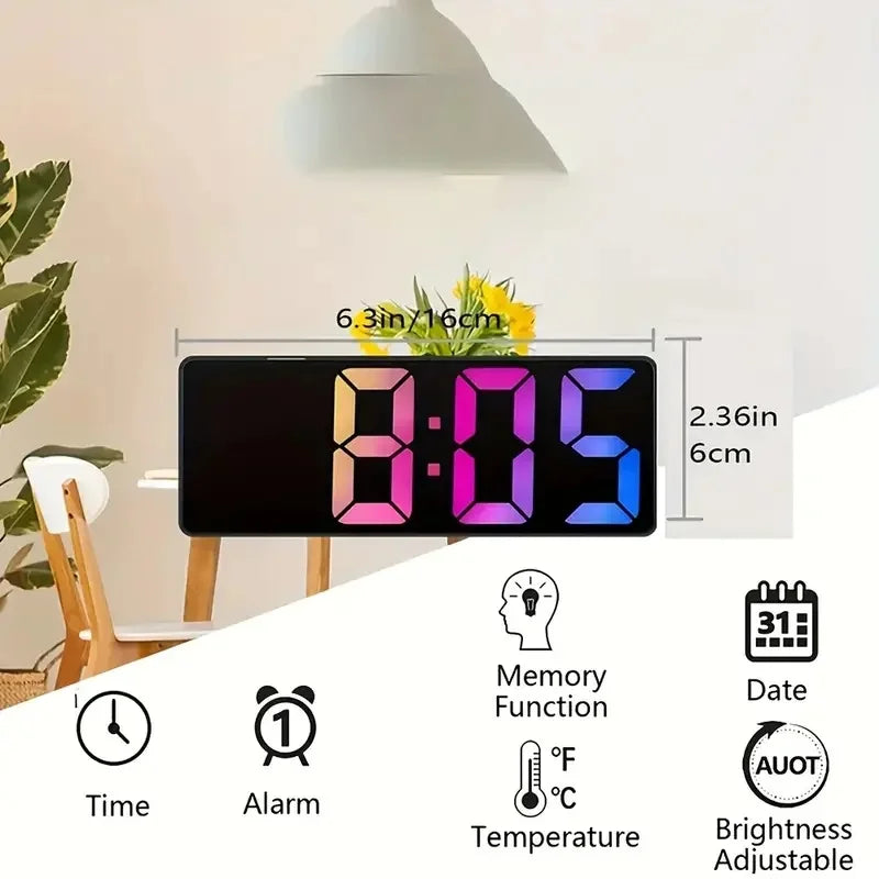 Naujausias skaitmeninis laikrodis LED žadintuvas miegamojo elektroninis stalinis laikrodis su temperatūros ekranu, reguliuojamu ryškumu 12/24 val.