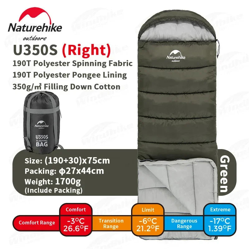 Naturehike Sleeping Bag Polyester Cotton Ultralight Winter Envelope Sleeping Bags for Adult Outdoor Camping Tourist Waterproof