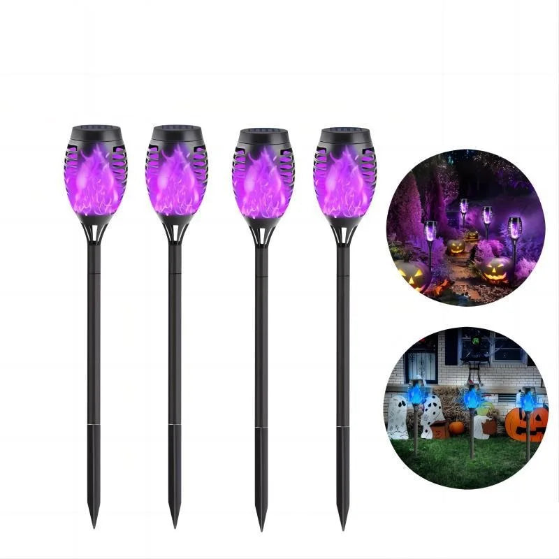 12 LED saulės liepsnos žibintuvėlis mirga mėlynai violetinės šviesos vandeniui atsparus sodo dekoravimas lauko vejos tako kiemo kiemo LED lempa