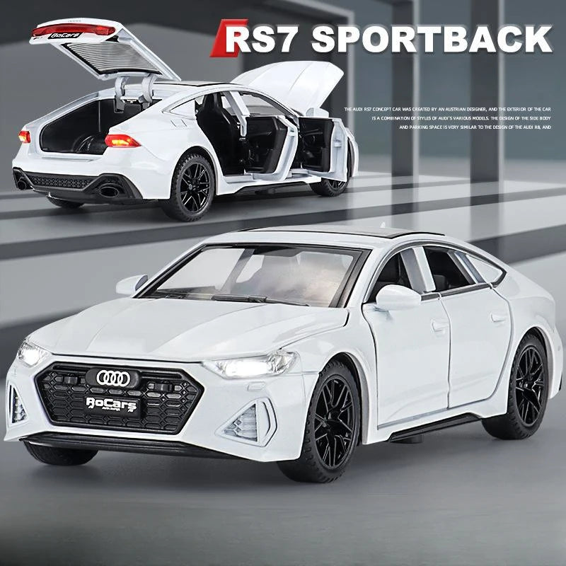 1/32 Audi RS6 Miniature Diecast Toy Car Model Sound & Light Doors Openable Educational Collection Gift for Children Boy Kid
