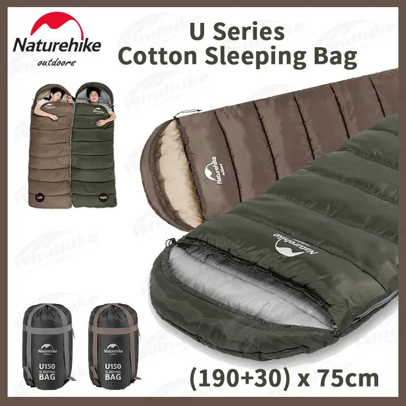 Naturehike Sleeping Bag Polyester Cotton Ultralight Winter Envelope Sleeping Bags for Adult Outdoor Camping Tourist Waterproof