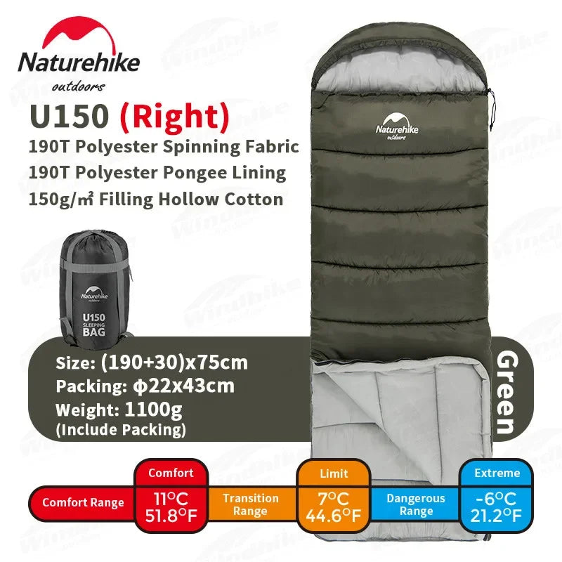 Naturehike Sleeping Bag Polyester Cotton Ultralight Winter Envelope Sleeping Bags for Adult Outdoor Camping Tourist Waterproof