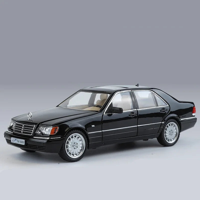 Mažas automobilis 1:24 Mercedes Benz S320 W140 lydinio miniatiūrinis automobilio modelis, liejamas metalinis garsas& šviesos kolekcija vaikams žaislinė transporto priemonė, dovana