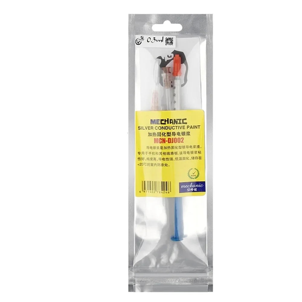 MECHANIC DJ002 Laidūs lipnūs klijai Sidabras, skirtas PCB gumai taisyti laidumo dažų jungčių plokštės pasta 0,2/1ml