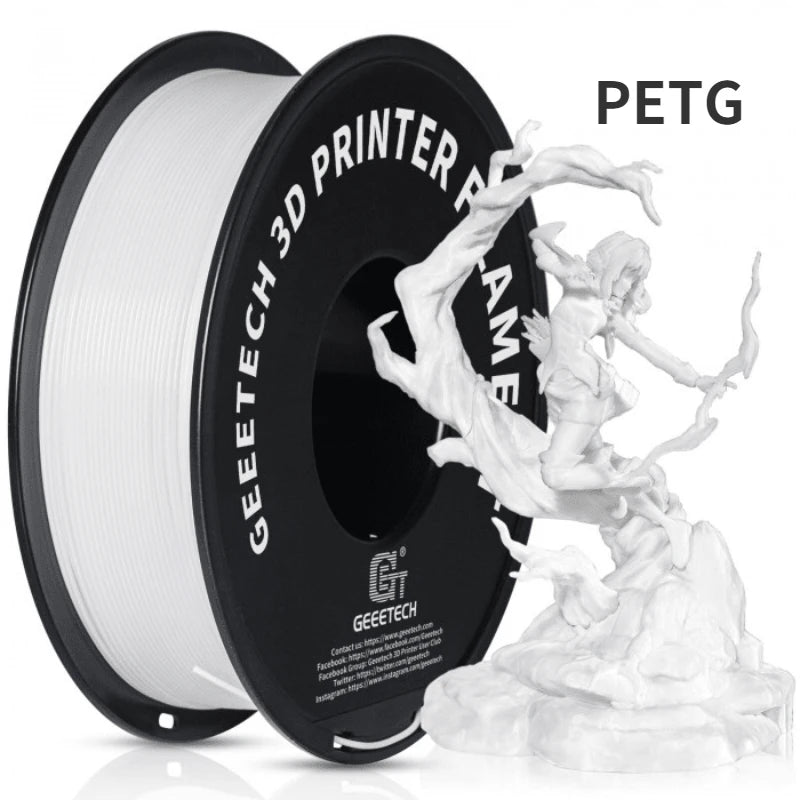 Geeetech 3D spausdintuvas Filament PLA PETG plastikas 1kg 1,75 mm, nesipainioja, 3D spausdinimo vielos medžiagos, juoda, balta, vakuuminė pakuotė