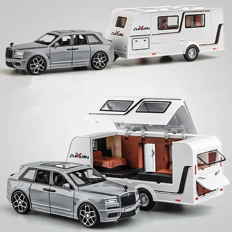 1/32 Rolls Royce Cullinan RV Car Model Alloy Diecast Off-road Vehicle Toy With Sound and Light Camping Car Model For Boys Gifts