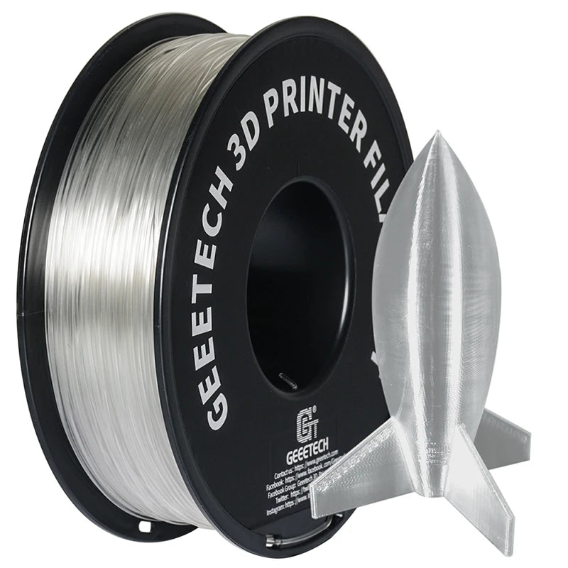 Geeetech 3D spausdintuvas Filament PLA PETG plastikas 1kg 1,75 mm, nesipainioja, 3D spausdinimo vielos medžiagos, juoda, balta, vakuuminė pakuotė