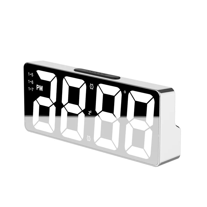 Naujausias skaitmeninis laikrodis LED žadintuvas miegamojo elektroninis stalinis laikrodis su temperatūros ekranu, reguliuojamu ryškumu 12/24 val.