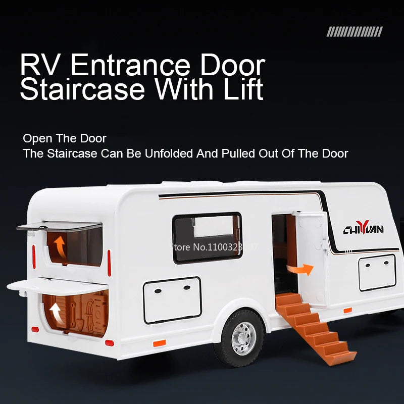 1/32 Rolls Royce Cullinan RV Car Model Alloy Diecast Off-road Vehicle Toy With Sound and Light Camping Car Model For Boys Gifts