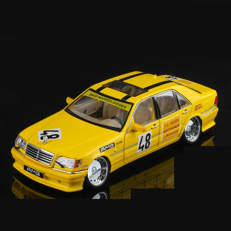 Mažas automobilis 1:24 Mercedes Benz S320 W140 lydinio miniatiūrinis automobilio modelis, liejamas metalinis garsas& šviesos kolekcija vaikams žaislinė transporto priemonė, dovana