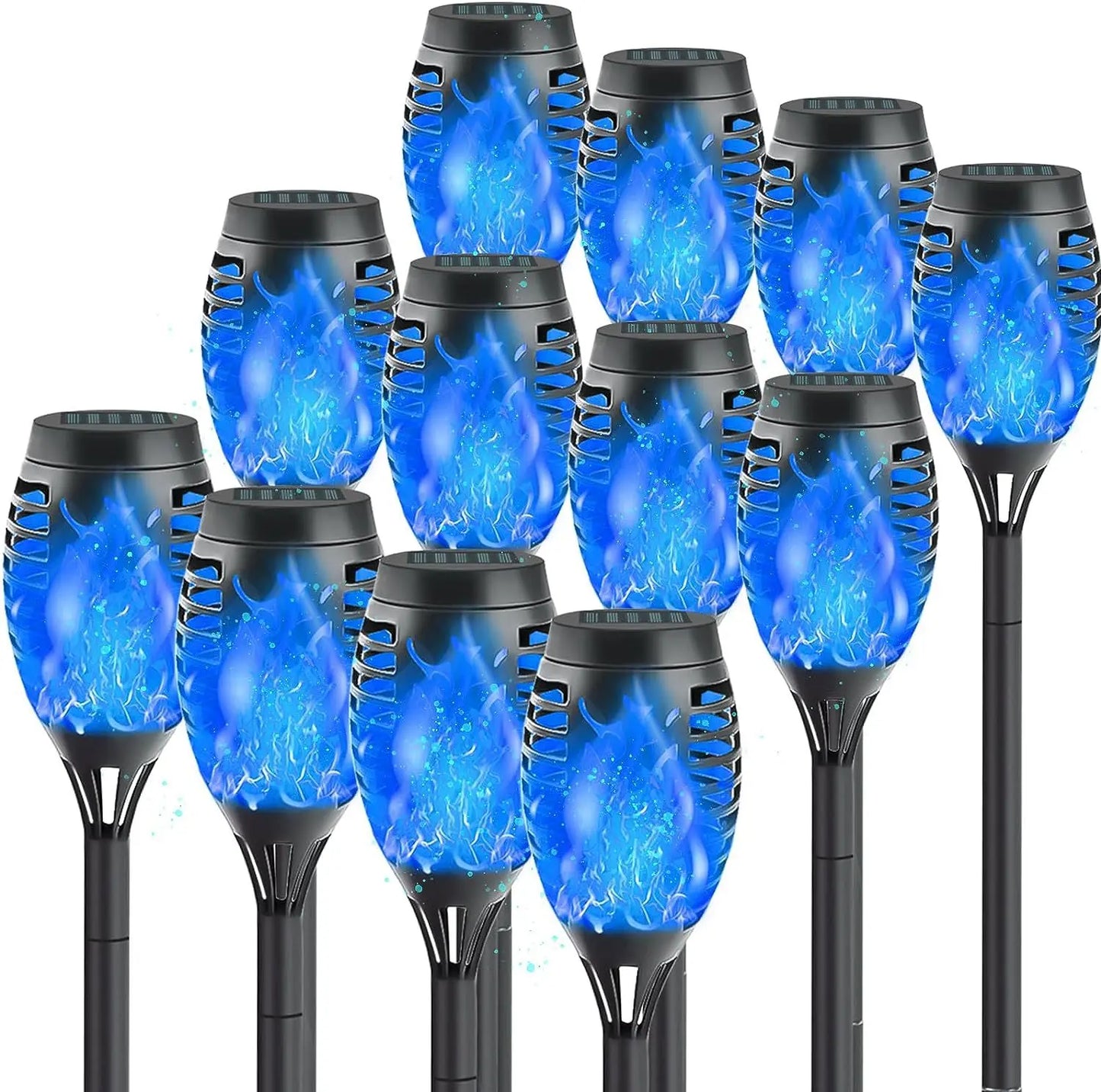 12 LED saulės liepsnos žibintuvėlis mirga mėlynai violetinės šviesos vandeniui atsparus sodo dekoravimas lauko vejos tako kiemo kiemo LED lempa