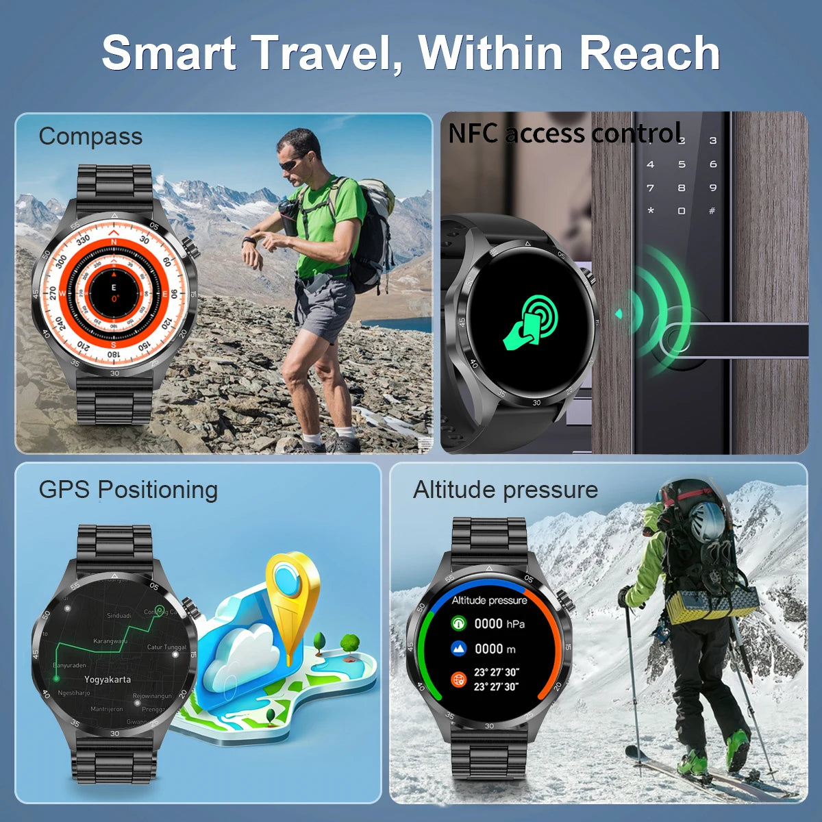 2025 m. Android GT4 Pro GPS NFC Smart Watch Men 360*360 AMOLED ekranas Širdies ritmas Bluetooth Call IP68 vandeniui atsparus vyriškas išmanusis laikrodis
