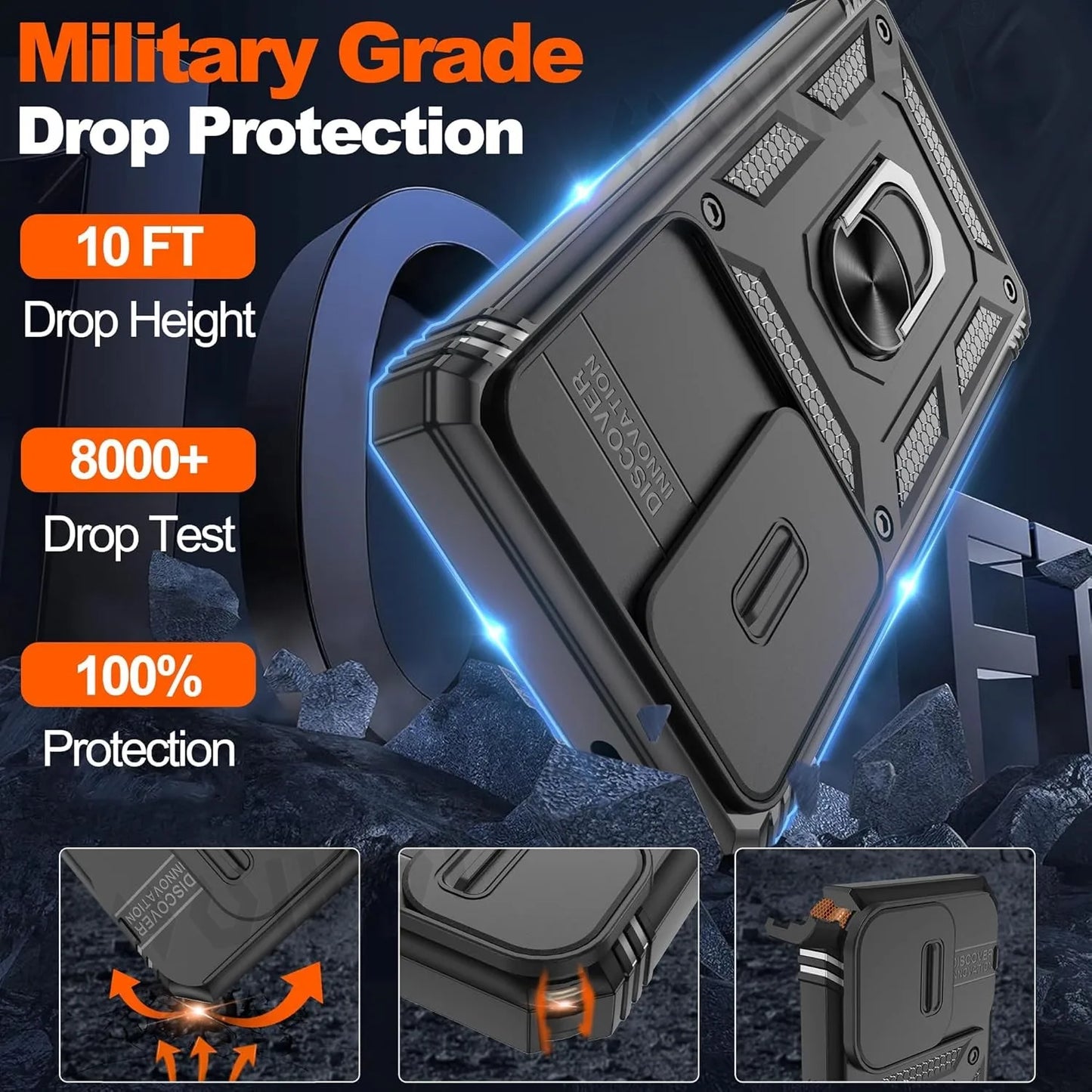 Camera Slide Lens Case For Samsung Galaxy S25 Ultra S24 Ultra S24 FE S23 FE A55 A16 A15 A54 A52 A35 Protective Grade Rugged Cove