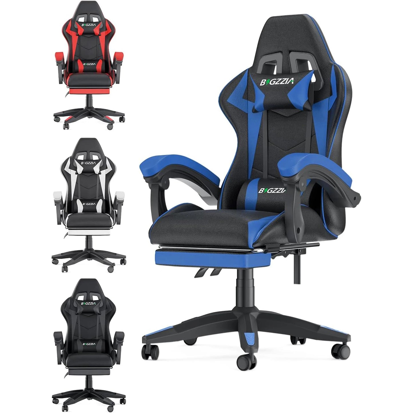 Žaidimų kėdė su kojų atrama Žaidimų kėdės Ergonomiškos su juosmens pagalvėlėmis Galvos atrama Žaidimų kėdės Reguliuojamo aukščio kompiuterio kėdė