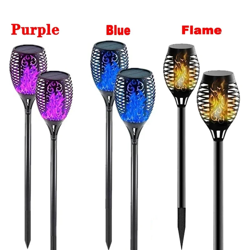 1/2/4/6/8Pcs 12/96LED Solar Flame Torch Lights Flickering Lamp Waterproof Garden Decoration Outdoor Lawn Path Yard Patio 5 Color