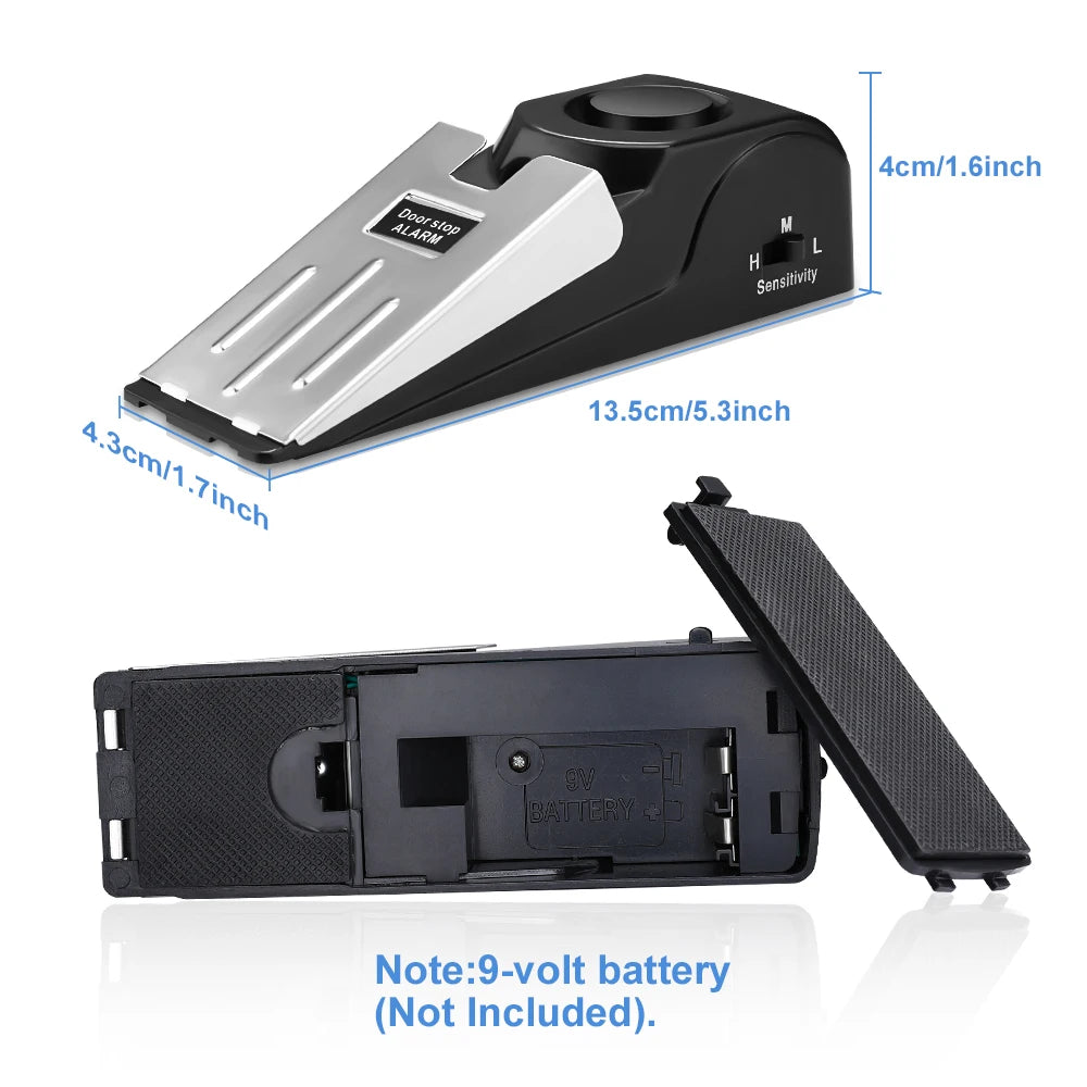 WSDCAM Wireless 120dB Door Stop Alarm Vibration Triggered Sensor Burglar Alarm Wedge Shaped Anti-theft Alarm Door For Hotel Home