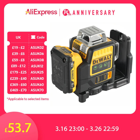 2025 m. Dewalt DW089LG 3 pusių * 360 laipsnių vertikali 12 linijų lazerinis lygis 360 horizontalus žalios šviesos lygio matuoklis lauke