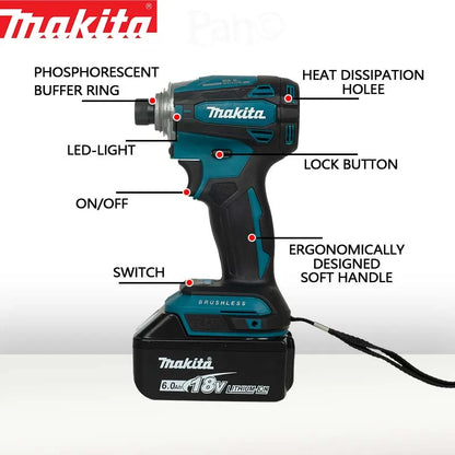 Makita DTD172 daugiafunkcis ličio elektrinis įrankis 18V elektrinis atsuktuvas Akumuliatorinis bešepetis elektrinis smūginis gręžtuvas
