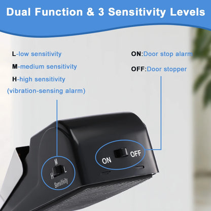 WSDCAM Wireless 120dB Door Stop Alarm Vibration Triggered Sensor Burglar Alarm Wedge Shaped Anti-theft Alarm Door For Hotel Home