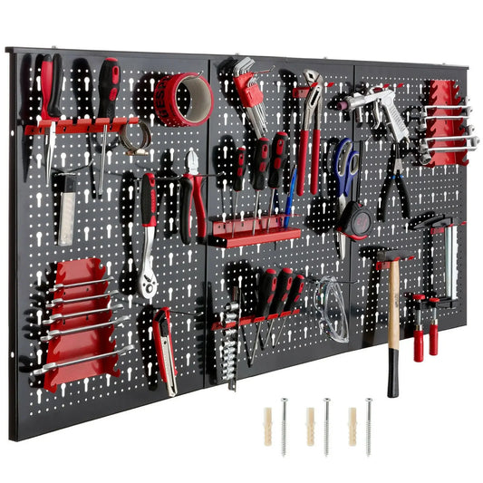 Fixkit Tool siena perforuota siena metalinė siena perforuota skarda su kabliukų laikikliais 117x55x2cm komplektas sienoms kabliukas 17 dalių
