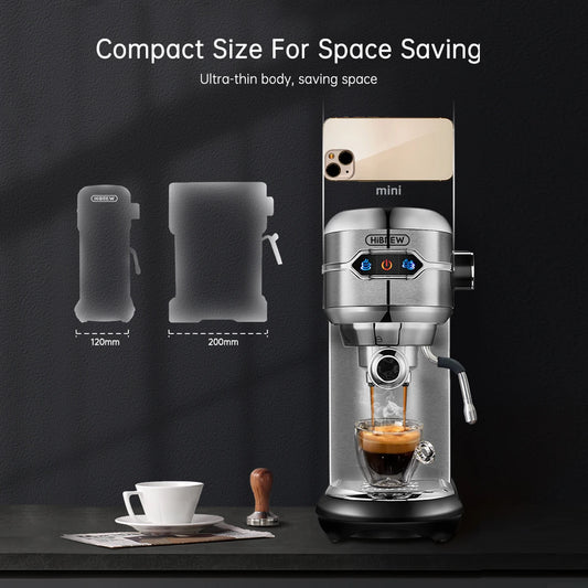 HiBREW kavos aparatas Cafetera 20 Bar Inox Pusiau automatinis Super Slim ESE POD ir Espreso Cappuccino miltelių aparatas Karštas vanduo H11