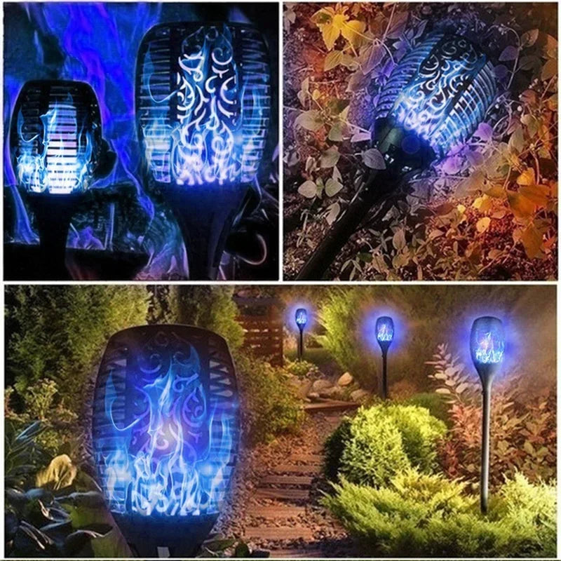 1/2/4/6/8Pcs 12/96LED Solar Flame Torch Lights Flickering Lamp Waterproof Garden Decoration Outdoor Lawn Path Yard Patio 5 Color
