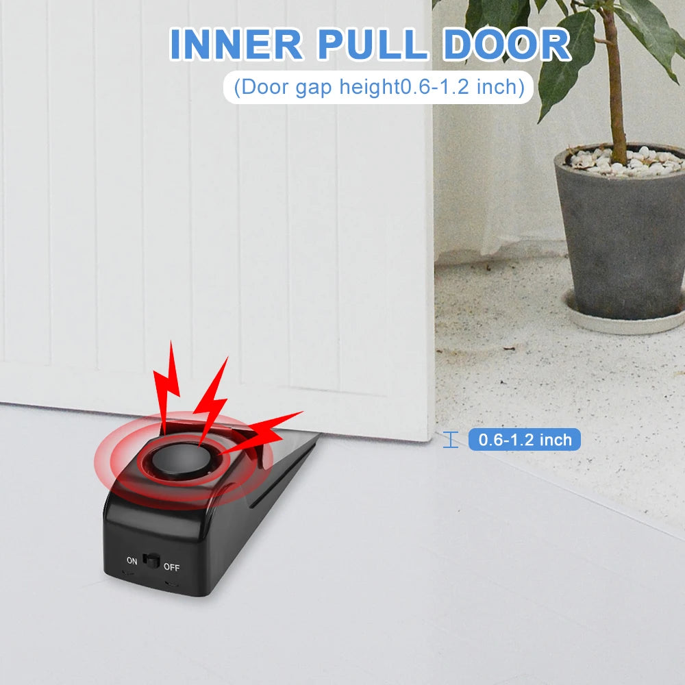 WSDCAM Wireless 120dB Door Stop Alarm Vibration Triggered Sensor Burglar Alarm Wedge Shaped Anti-theft Alarm Door For Hotel Home